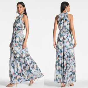 Sachin + Babi Blue Floral Halter Maxi Dress